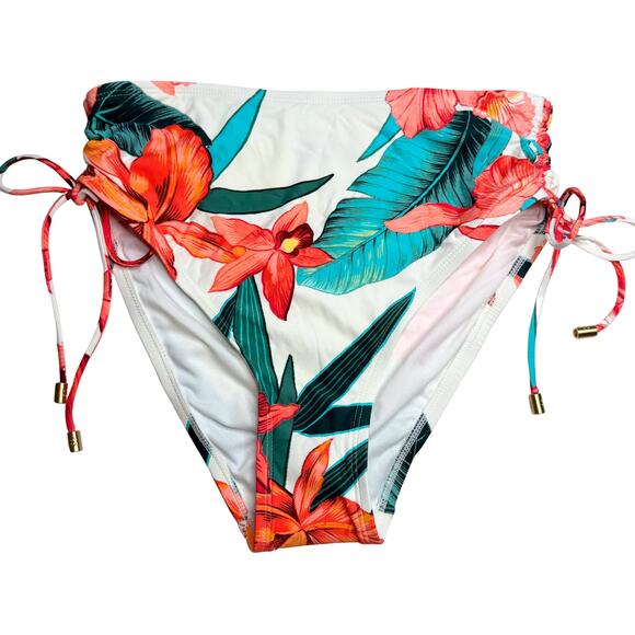 Coco Reef Island Flora Shirred High Waist Floral Bikini Bottoms Small Tropical - Picture 1 of 10